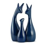 Indulge Homes® Ceramic 'Lucky Deer Family' Figurines Showpiece Piano Finish Navy Blue for Home Decor Living Room Office Home - Set of 3