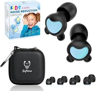 Ear Plugs for Kids (5-12 yrs) & Adults with Small Ear Canals - Noise Reduction Earplugs for Airplane, Focus, Travel, Concerts, Socializing Sports, Noise Sensitivity, 8 Ear Tips in XS/S/M/L-BKBU