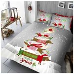 GC GAVENO CAVAILIA Xmas Duvet Cover Set - Christmas Bedding & Linen Set - Santa Quilt Cover Bed Set - Breathable Soft Comforter Cover Single (135x200 cm) With Pillowcase - Xmas Gift