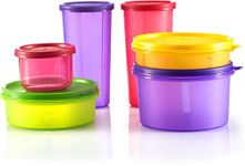 Cutting EDGE Food Saver Lunch Box, School, Picnic & Leftover Multi Purpose Plastic Container Combo - Rainbow, Set of 6