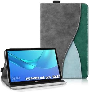 AsWant Case for Huawei MediaPad M5 / M5 PRO (10.8 Inch) - Ultra Thin Business Tricolour Tablet with Wallet and Stand Function Protective Case Compatible with Huawei Mediapad M5 Case (Dark Grey)