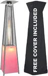 Avenlur Outdoor Patio Propane Heater - 48,000 BTU Pyramid Patio Heater with Color Changing LED Lights - Great for Outdoor Party, Restaurants, Outdoor Socializing w/ wheels, Includes Protective Cover