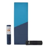 Fitness Mantra® TPE 8mm Cross Color Anti-Slip Yoga Mat with Cover Bag for Gym Workout and Yoga Exercise for Men & Women Fitness| 1 Piece| With Cover Bag| Thickness 8mm| Navy + Teal|