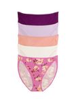 Felina | So Smooth Modal Hi Cut Panty | Hi Leg Opening Panties for Women | 5-Pack, Pink Florals, S