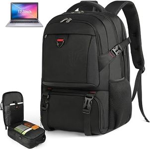 NEWHEY Laptop Backpack 17.3 Inch with Insulated Lunch Compartment and USB Port Waterproof Cooler Bag TSA Friendly Travel Picnic Backpack for Men Women Business Work School Black, Black, L, Travel