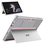 MoKo Case Fit Microsoft Surface Pro 7 Plus/Pro7/Pro 6/Pro 5/Pro 2017/Pro 4/Pro LTE, All-in-One Protective Rugged Cover Case with Pen Holder, Hand Strap, Compatible with Type Cover Keyboard, Pink&Gray