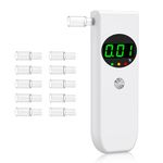 COCOCKA Breathalysers, Professional Alcohol Breathalyzer With LCD Digital Display, Portable Alcohol Breath Tester With 10 Mouthpieces for UK Home, Party& Personal Use (White)