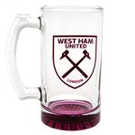 West Ham United FC Crest Glass Tankard (One Size) (Burgundy)