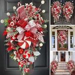 Christmas Candy Cane Swags,Christmas Artificia,Christmas Wreaths for Front Door,Stairway Christmas Decorations for Home Indoor Outdoor Decor