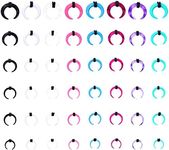 Kakonia 48Pcs Acrylic Pincher Tapers Septum Ring C Shape Buffalo Septum Stretching Kit Stretcher Expander Rings Piercing Jewelry With Black O-Rings For Stretching Pierced Nose Ear Cartilage 14/12/10/8/6/4G