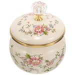 HOLIDYOYO Enamel Ceramic Tea Vintage Flower Pattern Tea Canister Tea Storage Container Jar Tank with Airtight Lid for Tea, Coffee, Sugar, Spice, Nuts - Style 2