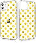 Losvick Case for iPhone 12 Pro/iPhone 12 Smile Emoji Design Transparent Silicone Aesthetic Mobile Phone Case Hard PC + Shockproof TPU for Girls and Women Protective Case, 6.1 Inch