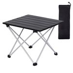 PROBEROS Aluminium Camping Table Foldable Table 56 * 40.5Cm Aluminum Top For Outdoor Cooking, Hiking, Travel, Picnic, Sturdy Constructed Camping Table With Storage Bag, Black