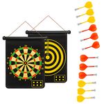 ASAB Magnetic Dartboard | Double Sided Dartboard | 6 Safe Magnetic Darts | Indoor outdoor Fun Game For Adults Kids Home Office And Parties | Waterproof Dartboard | Safe For Children