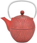 Spigo Hakone Cast Iron Enamel Teapot With Stainless Infuser, Red, 33 Ounces