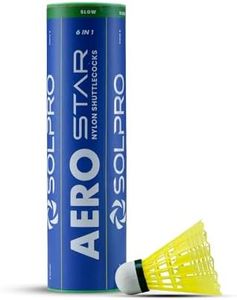 Solpro Aero Star Nylon Badminton Shuttlecock | Pack of 6 | Durable Slow Speed Shuttle for Training, Practice & Recreational Games, Stable Flight & Long-Lasting Performance