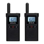 Retevis RB628 Walkie Talkie Professional, PMR446 Walkie Talkies for Adults, LCD Display, VOX, Rechargeable 1500mAh, CTCSS/DCS, Lightweight, License Free 2 Way Radio Mini for Retail(2 Pcs, Black)