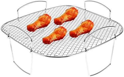 Air Fryer Rack Grilling Rack Stainless Steel Dehydrator Rack Multi-Purpose Cooking Rack Toast Rack Air Fryer Accessories Sturdy Square Rack Dishwasher Safe for Air Fryer Baking