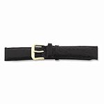 15Mm Black Alligator Grain Leather Gold-Tone Buckle Watch Band