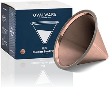 OVALWARE Paperless Stainless Steel Pour Over Coffee Filter – Reusable and Permanent Coffee Cone Dripper for Ovalware, Chemex, Hario and Other Carafes (Titanium Rose Gold)