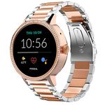 onetuo Compatible for Fossil Women Gen 5E Band, Stainless Steel Metal Replacement Strap Bracelet Compatible for Fossil Women's Gen 5E 42mm Smartwatch (Silver-Rose Gold)