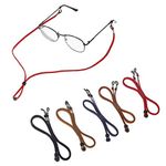 Fuyamp PU Leather Eyeglass Strap Adjustable, 5pcs Multi-Color Glasses Strap Chains Spectacles Cord Sports Sunglass String Lanyards Unisex Eyewear Retainer for Outdoor Activities Reading Glasses