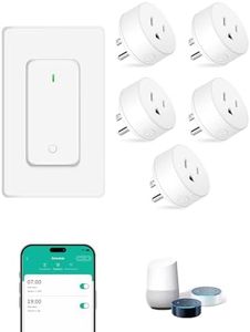 NineLeaf Smart Plug, WiFi Smart Plugs Work with Alexa and Google Home via Tuya,Wireless Outlets Timer with APP Remote Control, 2.4GHz Wi-Fi Only, No Hub Required, TUV FCC Listed (5 outlets+1 Switch)