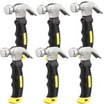 ZOENHOU 6 PCS 8 Oz Stubby Claw Hammer, Small Stubby Hammers with Anti-Slip Soft Handle, Mini Claw Hammer for Framing Jewelry Making