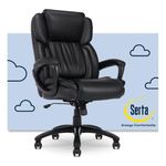 Serta Garret Executive Office Chair, Adjustable Ergonomic Computer Chair with Layered Body Pillows, Waterfall Seat Edge, Bonded Leather, Space Black