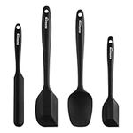 NileHome Silicone Spatula Set, High Heat-Resistant Premium BPA-Free One Piece Seamless Design, Non-Stick Rubber with 18/8 Stainless Steel Core, Cooking/Baking Utensil Set of 4, Black