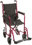 Drive Medical Deluxe Lightweight Aluminum Transport Wheelchair, Black, 17"