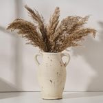 Vaseking Large Ceramic Rustic Vase with 2 Handles, 9.8 inch Farmhouse Flower Vase, Distressed Vase for Home Decor, Living Room, Shelf Decor, Pampas Grass, Enterway, Table Decoration, Gift, White