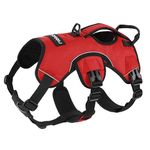 rabbitgoo Escape-Proof Dog Harness Medium with Large Handle, Anti-Pull Reflective Working Service Dog Harness, Breathable Pets Vest, Adjustable Lift Support Body Harness Large Dogs Outdoor, M, Red