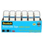 Scotch Tape Removeable Tape, 19mm Wide x 32.9m, 6 Rolls in Dispensers [OB]