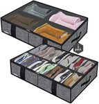 Friday Monkey Large Under Bed Shoe Boot Storage Organizers for women and girls 2 Pack, Fit 14+4 Pairs, Sturdy Underbed Closet Shoes Bin Container Bag Organizer, 33.9x 23.6x5.9inch, Black, ZMBCUBS14S4