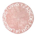 Wonder Space Handmade ABC Alphabet Kids Play Mat - Soft Shag Fluffy 100% Cotton Non-Slip Educational Letter Learning Nursery Rug, Ideal Indoor Room Floor Carpet Decorations (120cm, Pink)