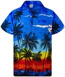 King Kameha Funky Hawaiian Shirt, Shortsleeve, Beach, Blue, L