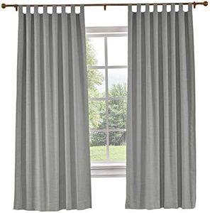 ChadMade 72" W x 96" L Polyster Linen Drapes with Blackout Lining Tab Top Curtain Rock Grey (1 Panel) Tallis Collection