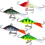 Sougayilang Ice Fishing Lures Winter Lifelike Fishing Baits Ice Jigging Lures Kit for Bass Walleye-Type4-5Pcs(2.04in/0.28oz)