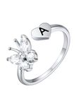 Butterfly Initial Rings for Women Adjustable - 925 Sterling Silver Initial A- Z Letter Ring Women Initial A Ring with Cubic Zirconia Cute Butterfly Jewelry for Teen Girls