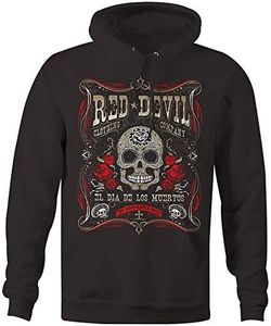 RED DEVIL CLOTHING Dia De Los Muertos Hoodie Pull On Long Sleeve Black