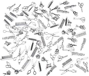 PH PandaHall 100pcs Hairdresser Charms, 10 Style Hair Stylist Charms Scissor Comb Hairdressing Tools Charm for Necklace Bracelet Keychain Making