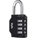 Combination Padlock, Diyife Heavy Duty 4 Digit Padlock Weatherproof Outdoor Locker Padlock for School Gym Locker, Shed, Fence, Hasp, Garage, Gate, Toolbox, Door (Black)