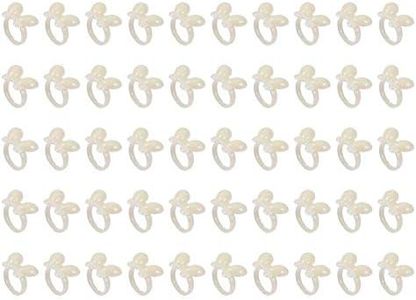 Set di 50 espositori di unghie gel ad anello, con fiori e farfalle,colore: Beige.