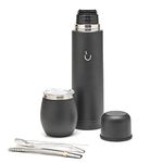 BALIBETOV Complete Yerba Mate Set - Modern Mate Gourd, Termo, Bombilla and Cleaning Brush Included - All Premium Quality 304 18/8 Stainless Steel (Solid Black)