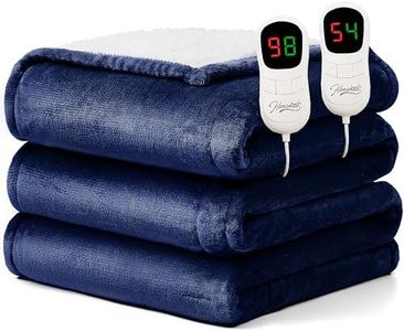 Homemate Electric Heated Blanket King - 100"x90" Heating Blanket King Size Dual Control 1/2/4/6/8 Hours Auto-Off 10 Heat Level Over-Heat Protection Flannel Sherpa ETL Certification