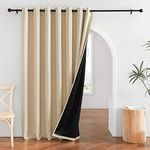 RYB HOME Full Shading Curtains for Patio Door, Thermal Backing Sliding Glass Door Drape, Noise Reducing Window Treatment & Room Divider Curtain, Width 100 x Length 84, Biscotti Beige, 1 Pc