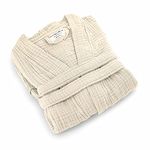 FOR SUSTAINABLE LIFE Muslin Unisex Bathrobe,Turkish 100%Cotton ,Soft, Absorbent, Natural Garment Wash (Natural, Small / Medium)