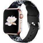 Wepro Replacement Strap Compatible with Apple Watch Strap 41mm 40mm 38mm 42mm, Pattern Printed Soft Silicone Wrist Bands for Apple Watch SE/Ultra/Ultra 2/iWatch Series 10/9/8/7/6/5/4/3/2, Grey Floral