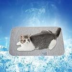 Luxear Cat Cooling Mat Pet Pad for Summer, Arc-Chill Natural Cooling Mat for Dog Puppy Pet Washable Non-toxic Reusable Absorbent Sleeping Beds Pad for Indoor Outdoor Grey, 50 x 75cm